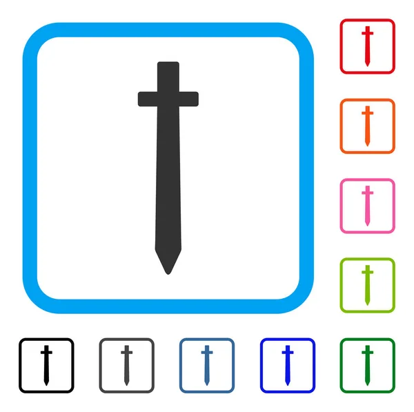 Symbolische zwaard ingelijst pictogram — Stockvector