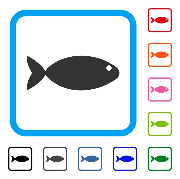 Icône encadrée de poisson — Image vectorielle