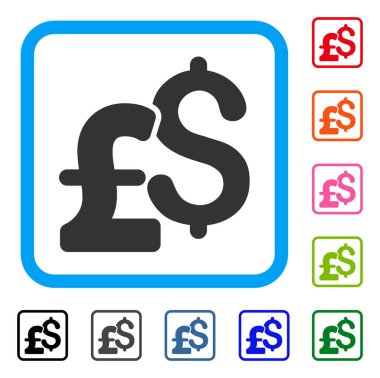 Dolar ve Lirası para birimi simgesi çerçeveli