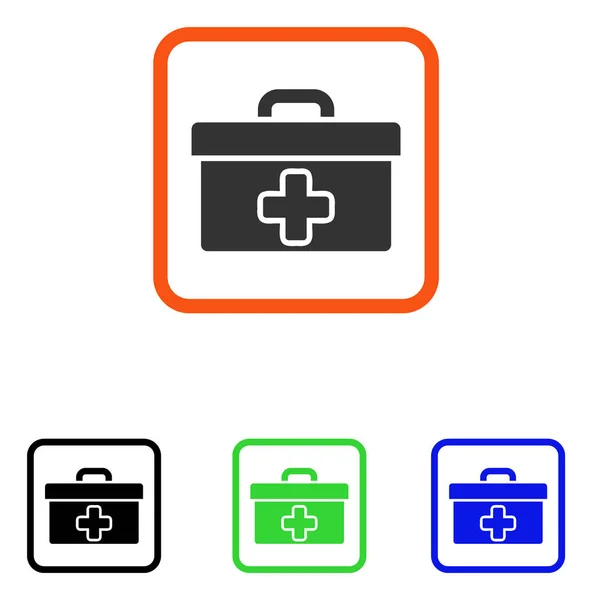 First Aid Toolbox Framed Icon — Stock Vector