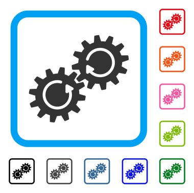 Dişli mekanizması döndürme simgesi çerçeveli