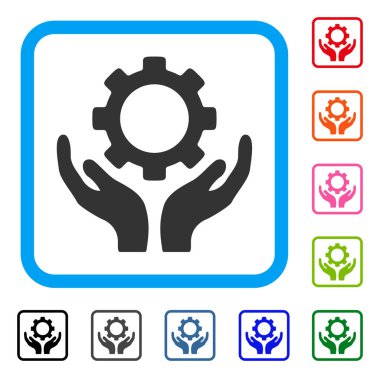 Dişli bakım el simgesi çerçeveli