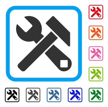 Çekiç ve İngiliz anahtarı simgesini çerçeveli