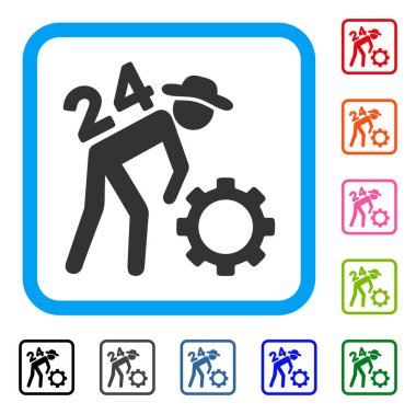 Hiç durmadan çalışan kişi simgesi çerçeveli