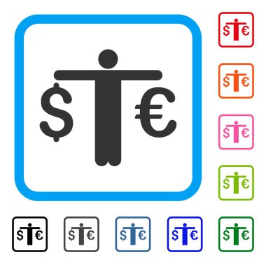 Kişi Karşılaştır Euro dolar simgesi çerçeveli