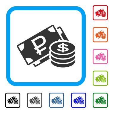 Çerçeveli Rublesi ve Doları para simgesi