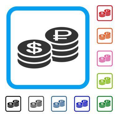 Rublesi ve dolar sikke simge çerçeveli