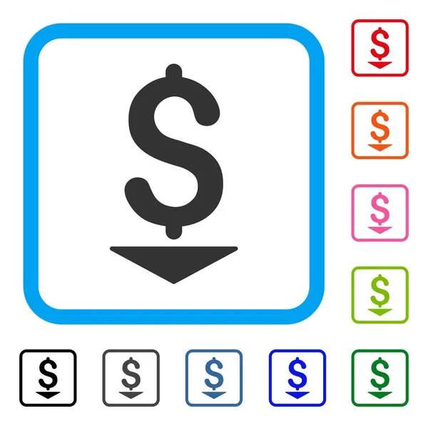 Dollar neer ingelijste pictogram — Stockvector