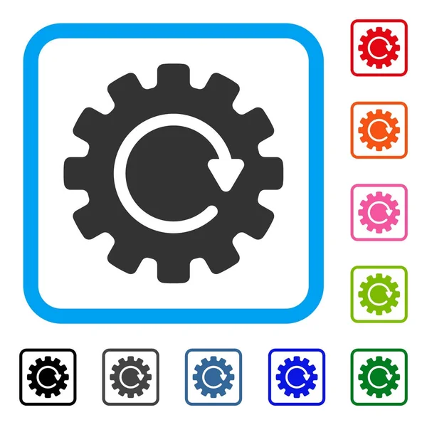 Gearwheel Rotation Framed Icon — Stock Vector