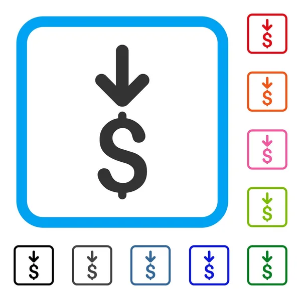 Icono enmarcado en dólares de ingresos — Vector de stock