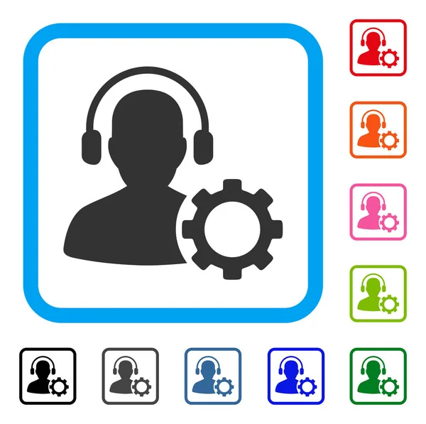 Icono enmarcado de engranaje de configuración del operador — Archivo Imágenes Vectoriales