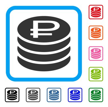 Simge Rublesi sikke yığını çerçeveli