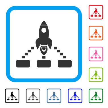 Uzay roketi işbirliği simgesi çerçeveli