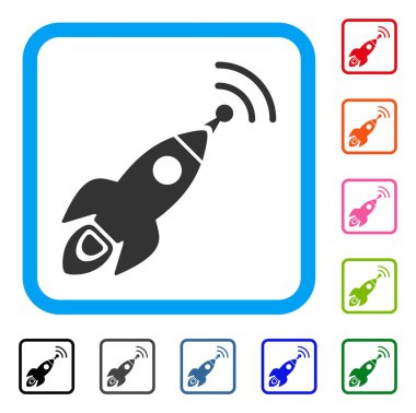 Uzay roketi radyo çeviri simgesi çerçeveli