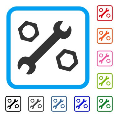 Fındık ve İngiliz anahtarı simgesini çerçeveli