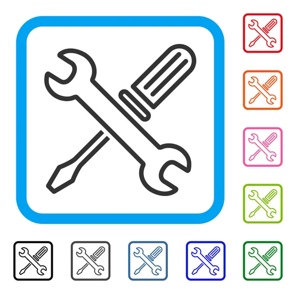 Tuning Tools Icono enmarcado — Vector de stock