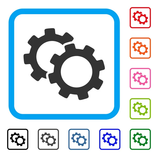 Gears Framed Icon — Stock Vector