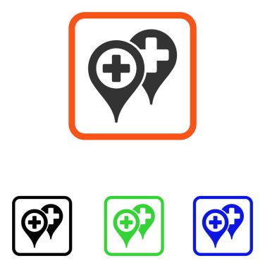 Hastane harita işaretleri simgesi çerçeveli