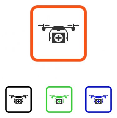 Tıbbi dron simgesi çerçeveli