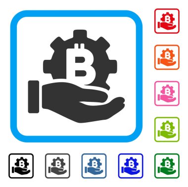 Bitcoin geliştirme hizmet el simgesi çerçeveli
