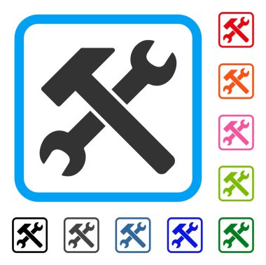 Çekiç ve İngiliz anahtarı simgesini çerçeveli