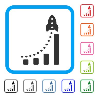 Roket iş çubuk grafik simge çerçeveli
