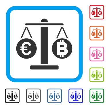 Euro ve Bitcoin ölçekler simgesi çerçeveli