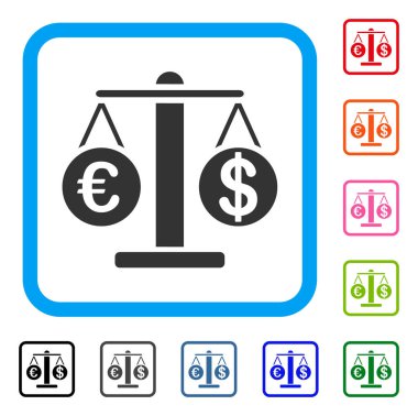 Euro ve dolar ölçekler simgesi çerçeveli