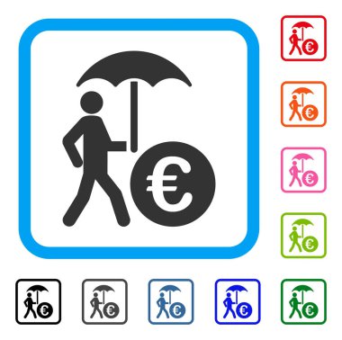 Euro mali şemsiye simgesi çerçeveli