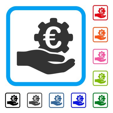 Euro dişli hizmet el simgesi çerçeveli