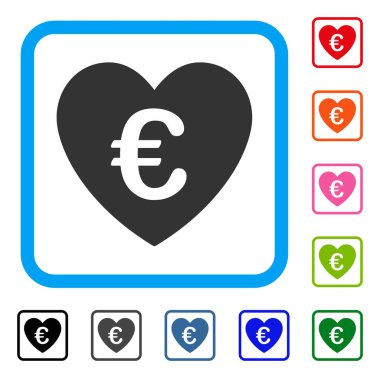 Euro aşk kalp simgesi çerçeveli