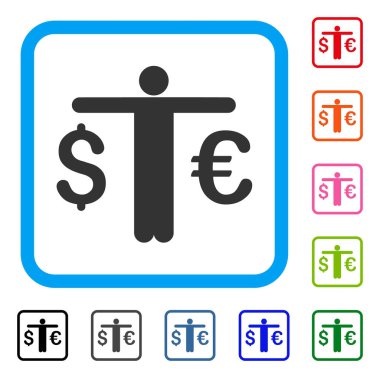 Para birimi tüccar simgesi çerçeveli