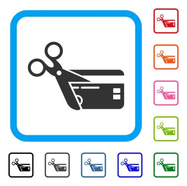 Kredi kartı çerçeveli simgesi kesmek