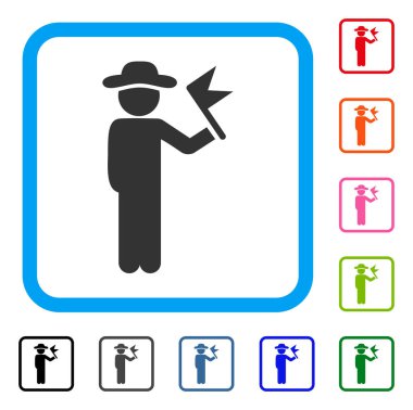 Beyefendi ile bayrak simgesi çerçeveli