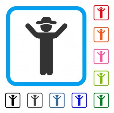 Eller yukarı beyefendi simgesi çerçeveli