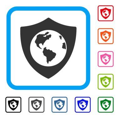 Dünya kalkan simgesi çerçeveli