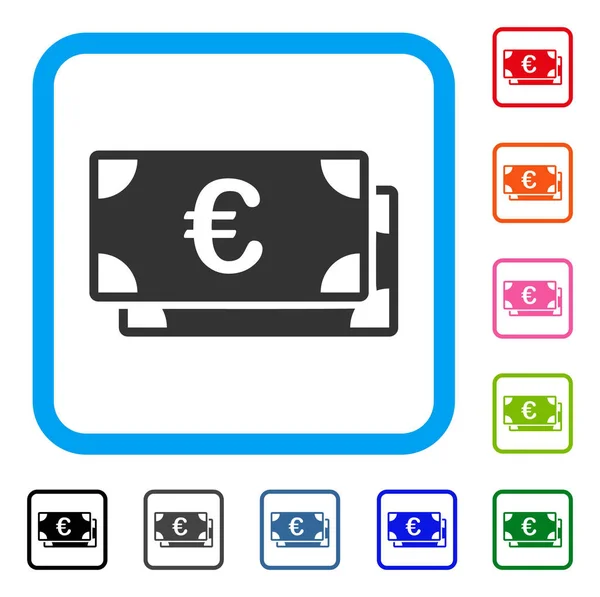 Euro Bills Framed Icon — Stock Vector