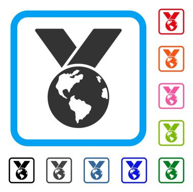 Dünya madalya simgesi çerçeveli