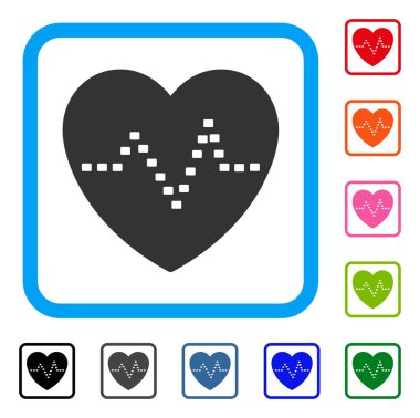 Noktalı kalp nabız simgesi çerçeveli