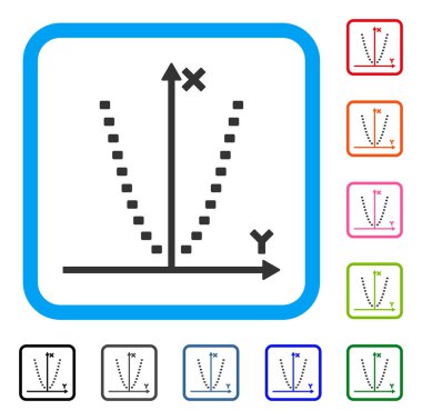 Noktalı parabol arsa simgesi çerçeveli