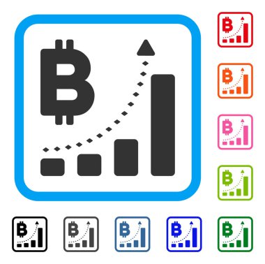 Bitcoin Bar grafiği olumlu Trend simgesi çerçeveli