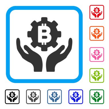 Bitcoin dişli eller simgesini çerçeveli