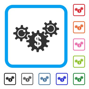 Doları tekerlekler döndürme simgesi çerçeveli