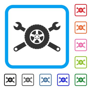 Lastik hizmet anahtarı simgesini çerçeveli