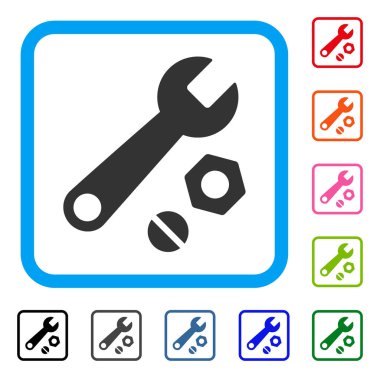 Fındık ve İngiliz anahtarı simgesini çerçeveli