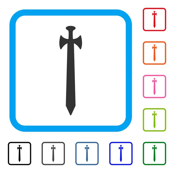 Middeleeuwse zwaard ingelijst pictogram — Stockvector