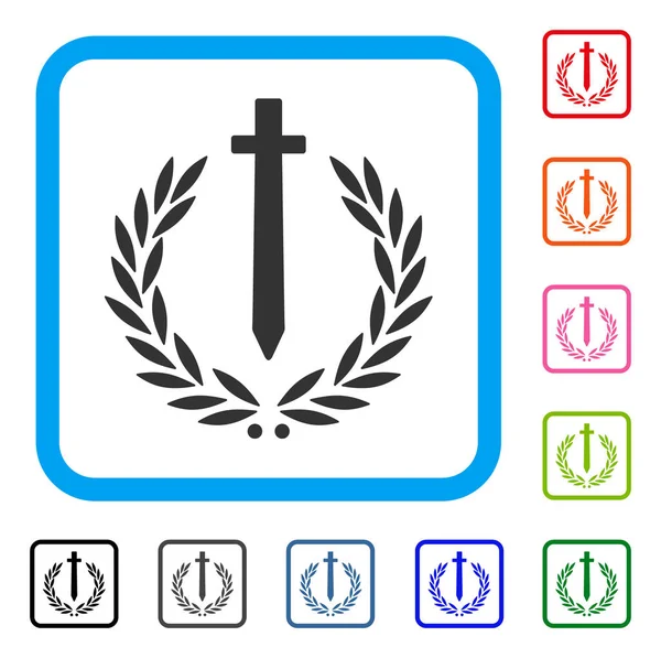 Épée honneur Emblème Icône encadrée — Image vectorielle