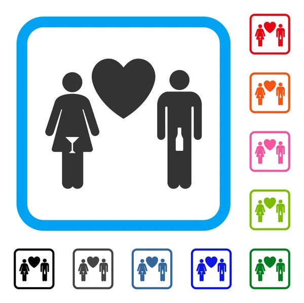 Drunky liefde paar ingelijst pictogram — Stockvector