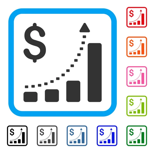 Gráfico de barras de negocios Icono enmarcado de tendencia positiva — Vector de stock