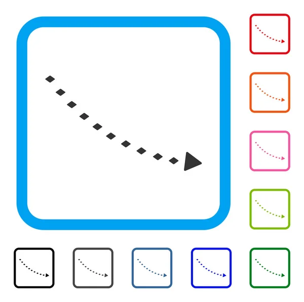 Ícone emoldurado tendência de declínio pontilhado — Vetor de Stock